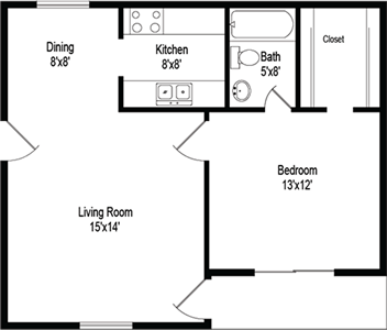 Adastra (A1) - One Bedroom / One Bath - 570 Sq. Ft.*